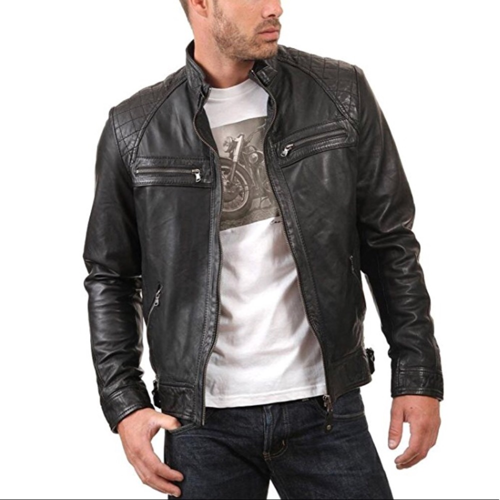 Men's Black Genuine Lambskin Leather Jacket
